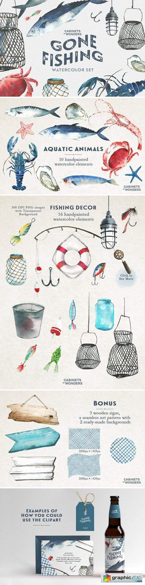 Gone Fishing Watercolor Clip arts » Free Download Vector Stock Image ...