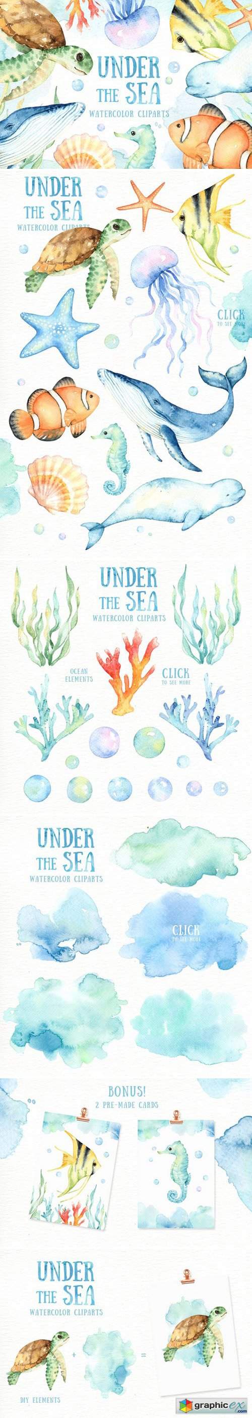 Under the Sea Watercolor Cliparts