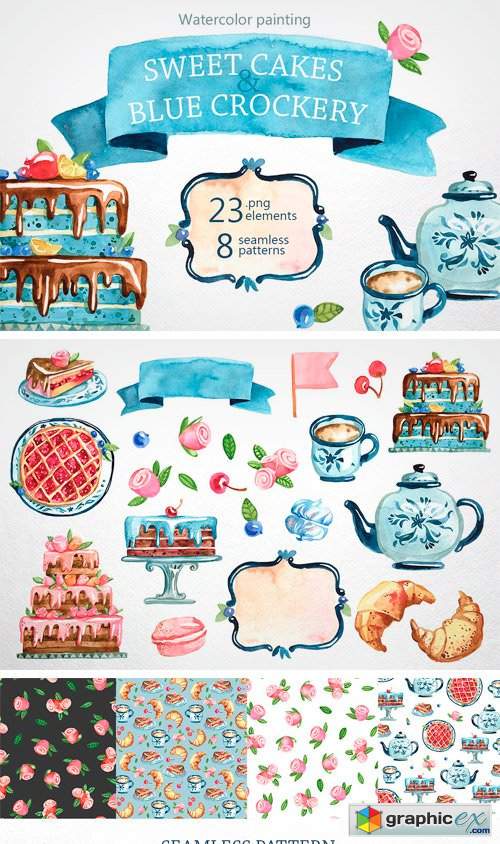 Watercolor Cakes and Sweets