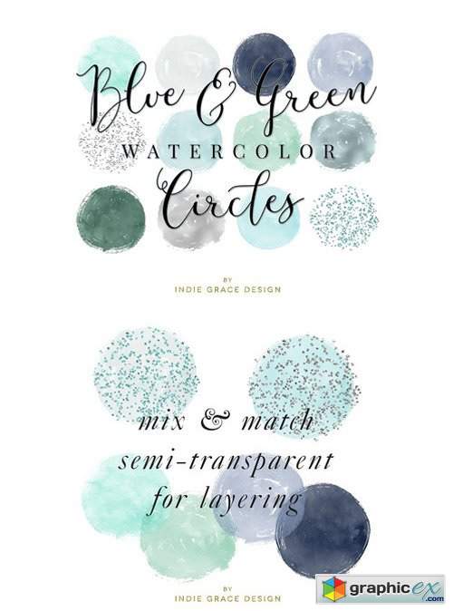 Blue & Green Watercolor Circles