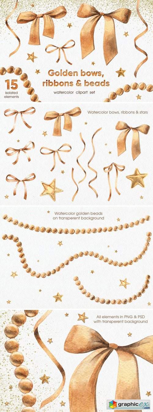 Golden Bows, Ribbons & Beads