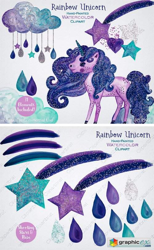 Purple & Navy Blue Rainbow Unicorn
