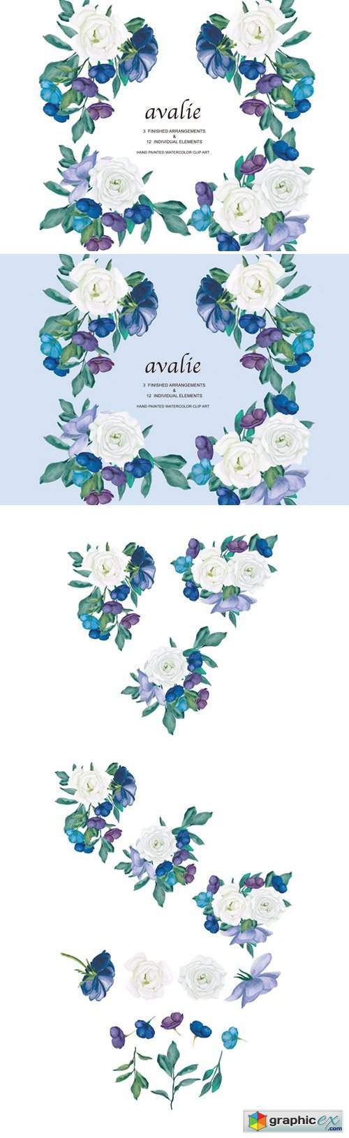 White & Blue Rose Arrangements