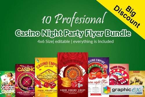 10 Casino Night Flyers Bundle