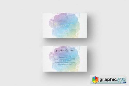 Business Card Template Watercolor