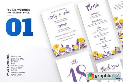 Floral Wedding Invitation Set Vol.1