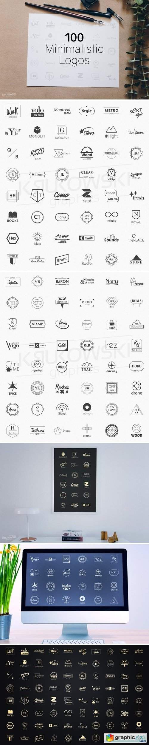100 Minimalistic Logo Templates