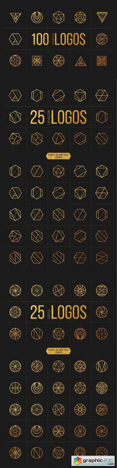 100 Linear Geometric Logos Bundle