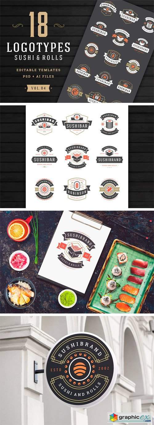 18 Sushi Bar Logos and Badges 2316323