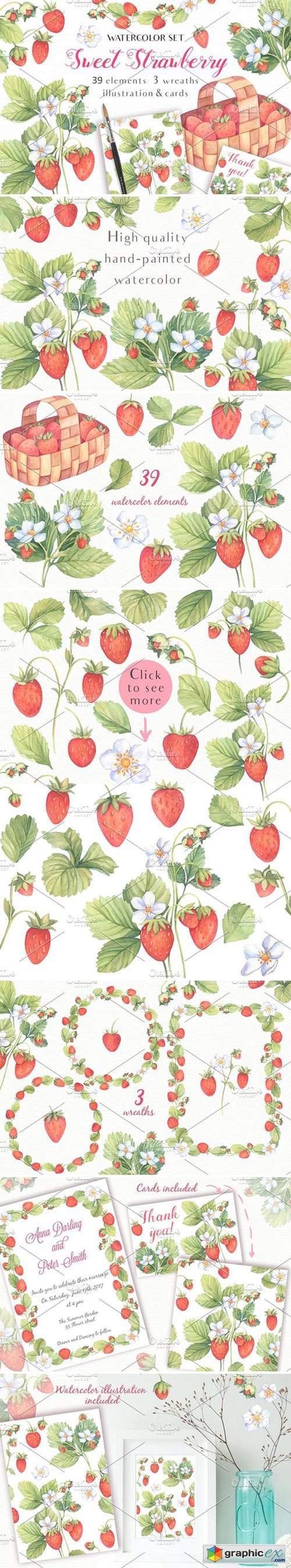 Sweet Watercolor Strawberry