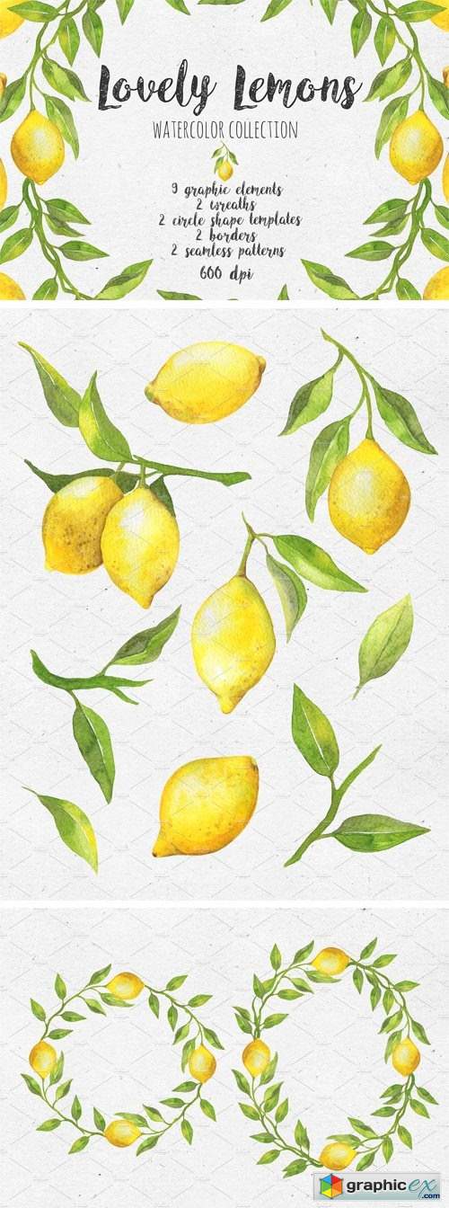 Lovely Lemons. Watercolor Collection