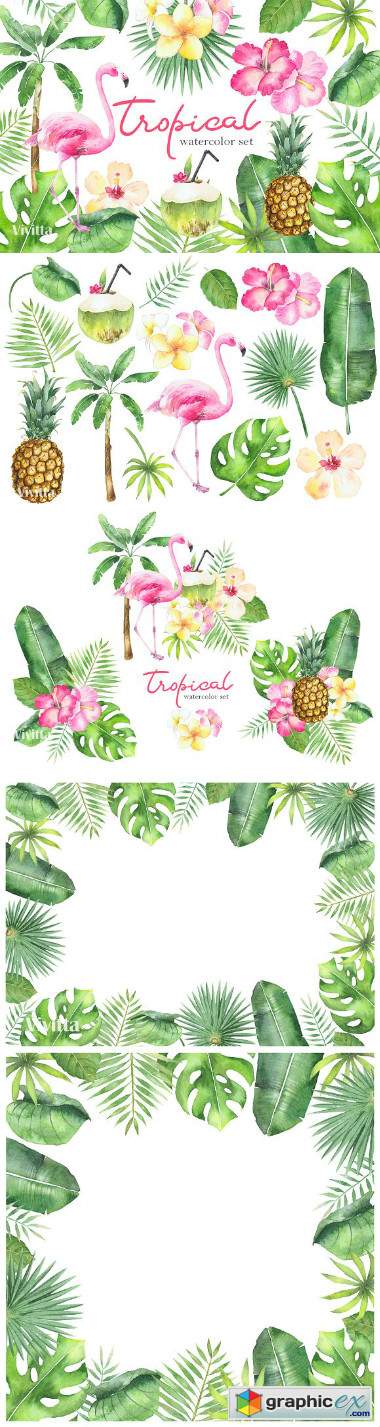 Watercolor Tropical set 2348554