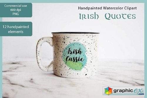 Irish Quotes Watercolor Clipart PNG