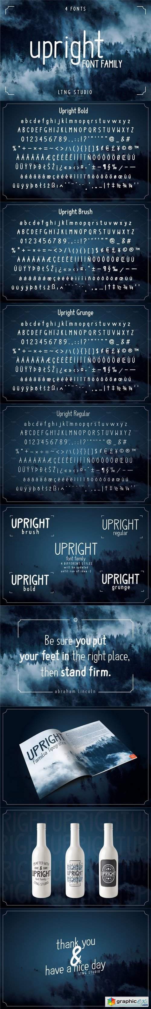 Upright font family