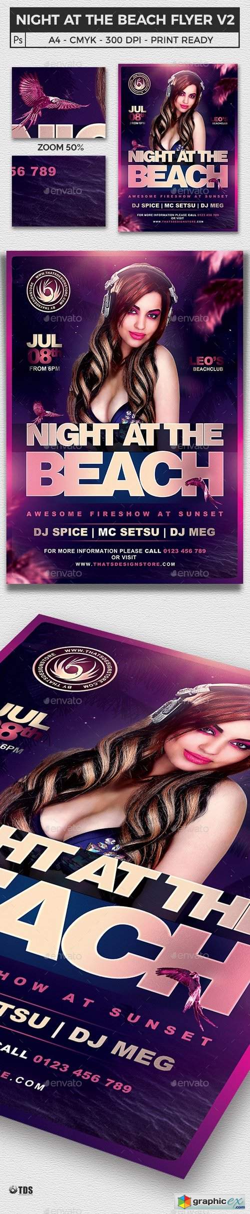 Night at the Beach Flyer Template V2