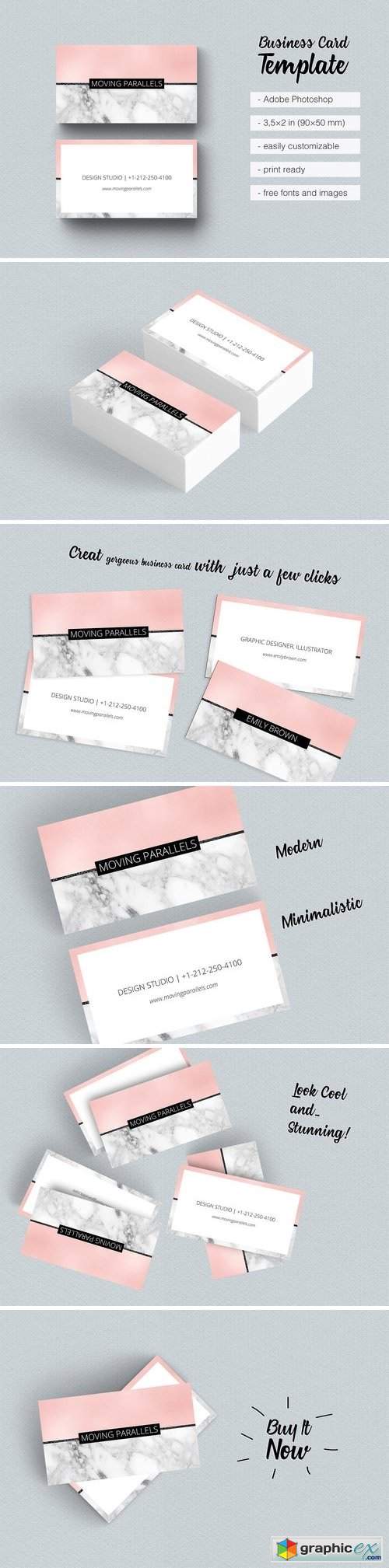Rose Gold Marble Pink Business Card