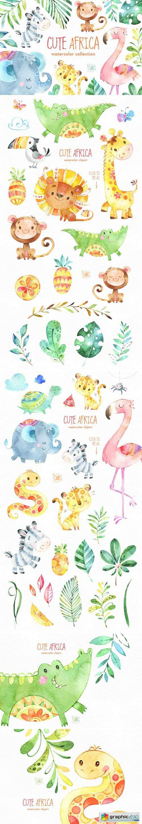 Cute Africa. Animals & Florals.