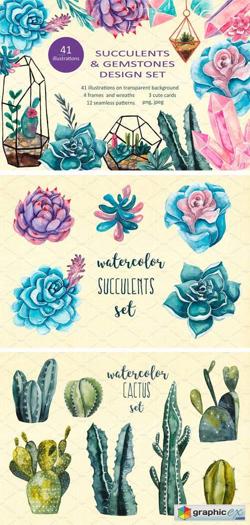 Succulents & Gemstones Design Set