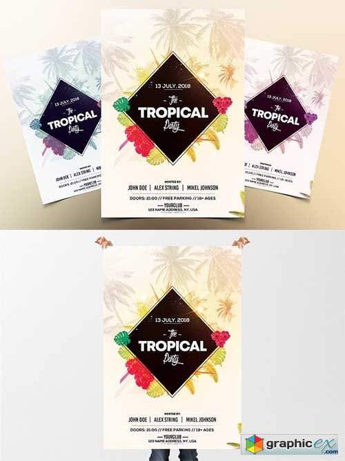 Tropical Party - PSD Flyer Template