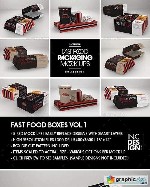Fast Food Boxes Vol1Take Out Packaging Mock Ups