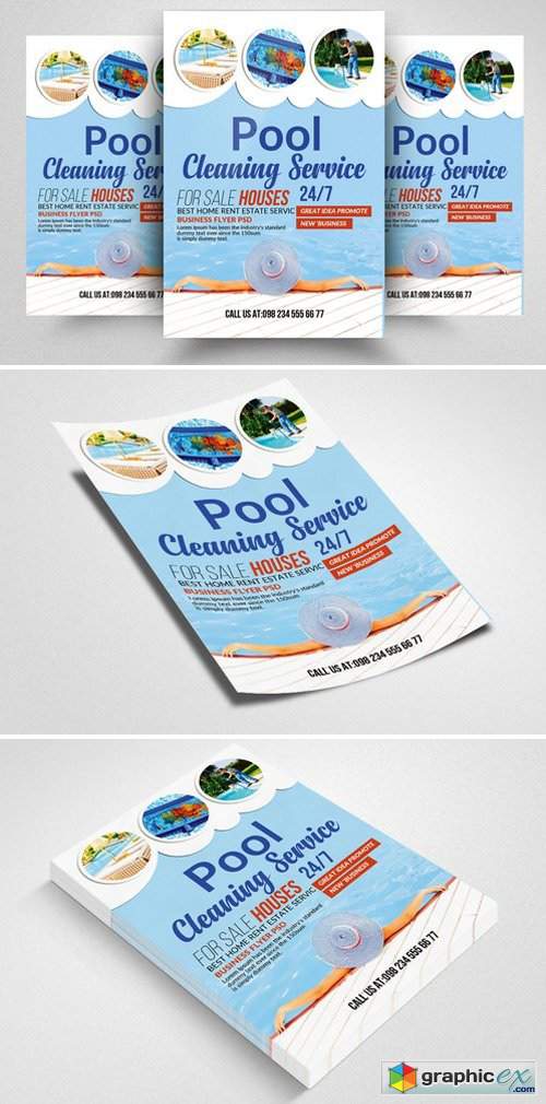 Swimming Pool Cleaning Flyer Templat