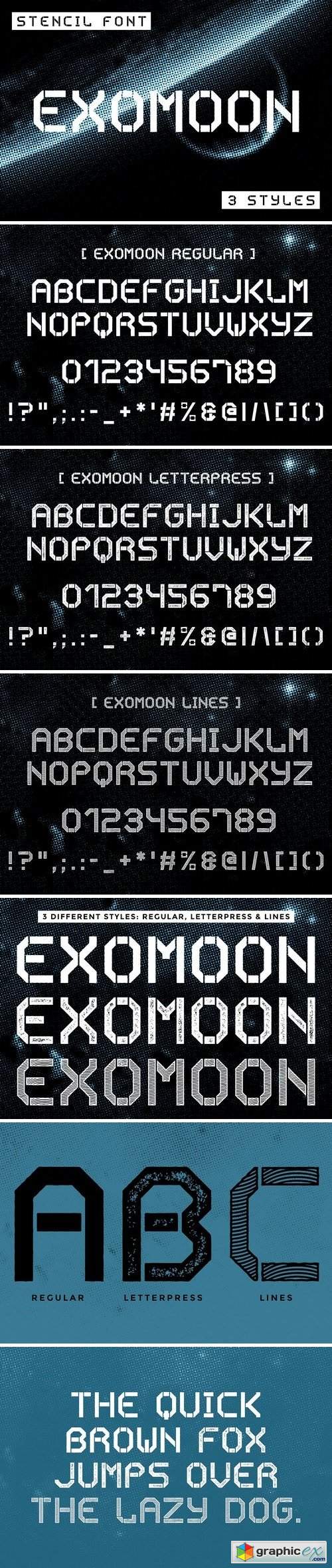 Exomoon display stencil font