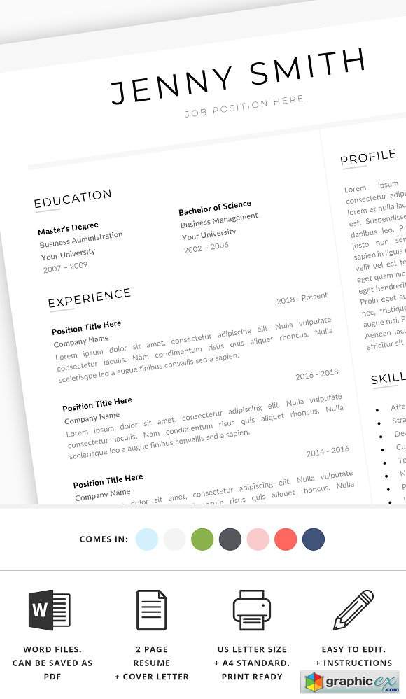 Resume Template Word Modern Clean CV