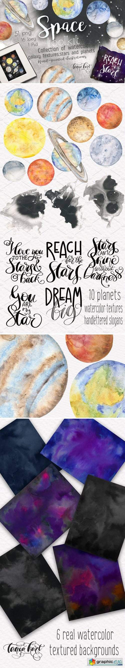 Space Toolkit Watercolor Planets