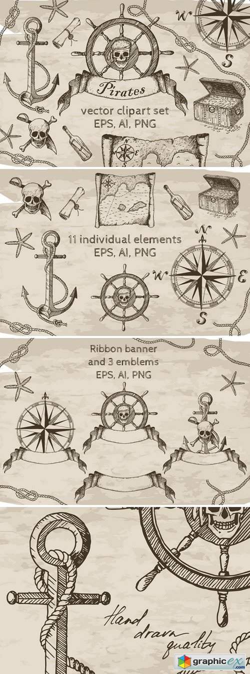 Pirates Vector Clipart Set