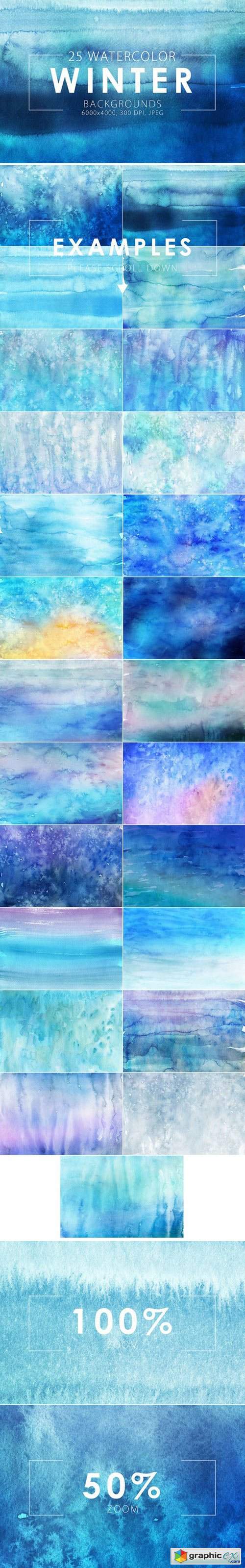 Winter Watercolor Backgrounds 418446  Free Download Vector Stock Image ...