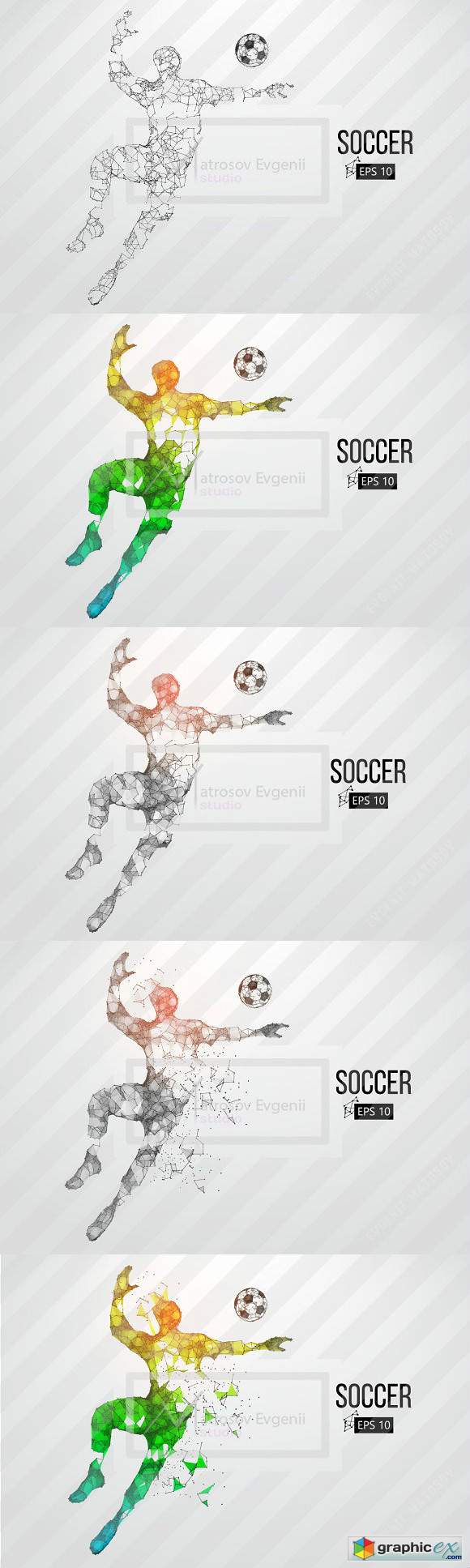 Silhouette of a soccer player Set