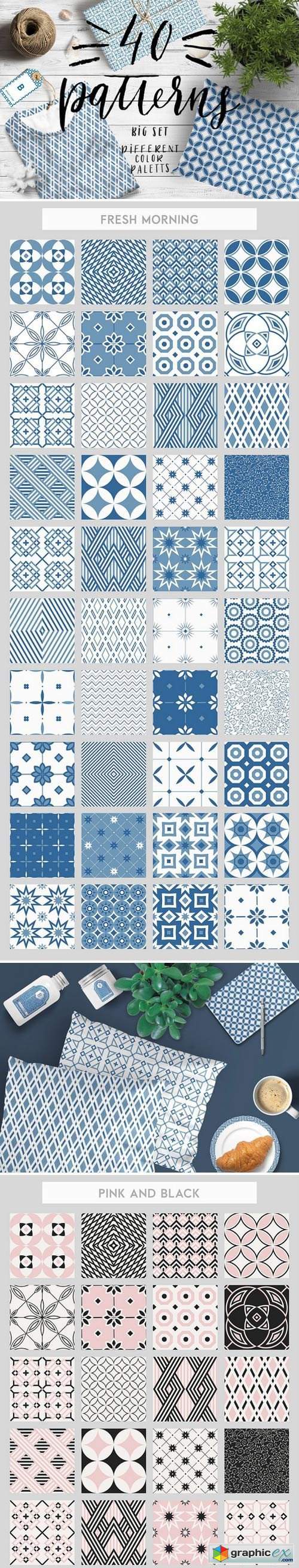 40 seamless patterns set