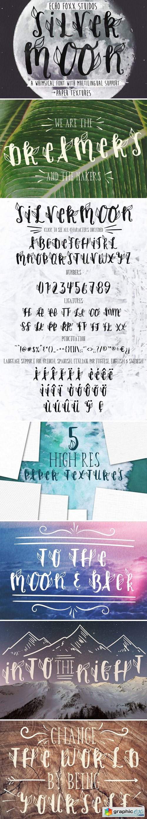 Silver Moon Font + Extras