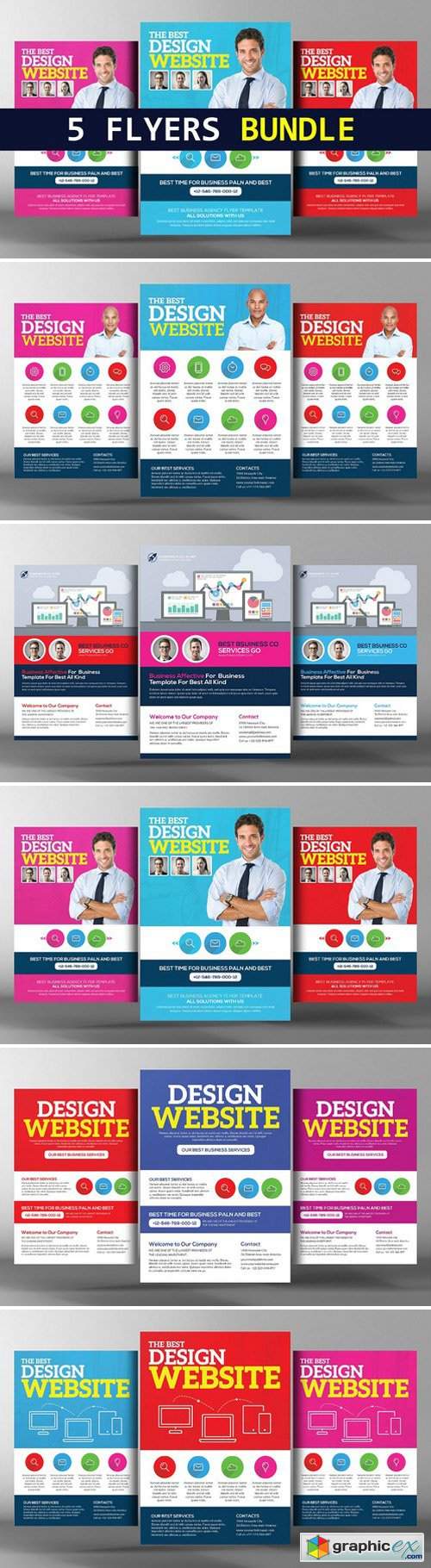 5 Website Design Agency Flyer Bundle