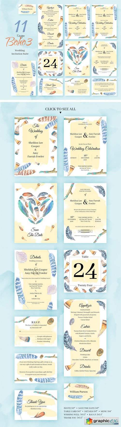 Boho3. Wedding Invitation Package
