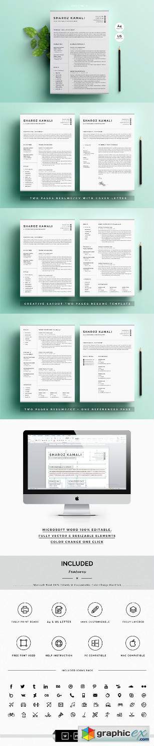 Resume CV Template 4 Pages Pack