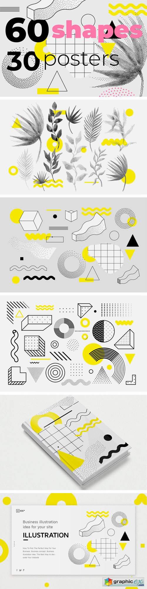60 Geometric Shapes, 30 Posters