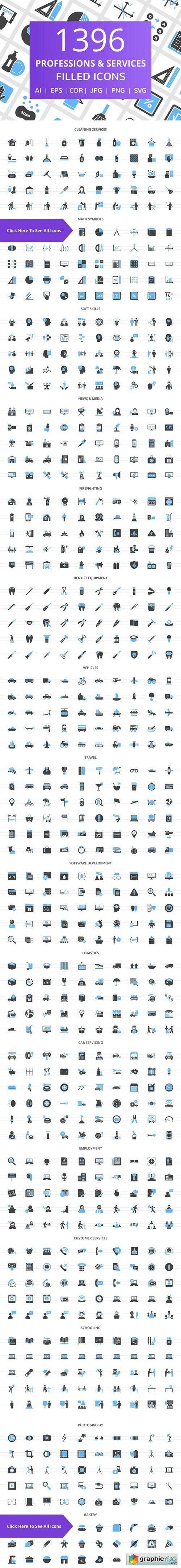 1396 Professions Filled Icons