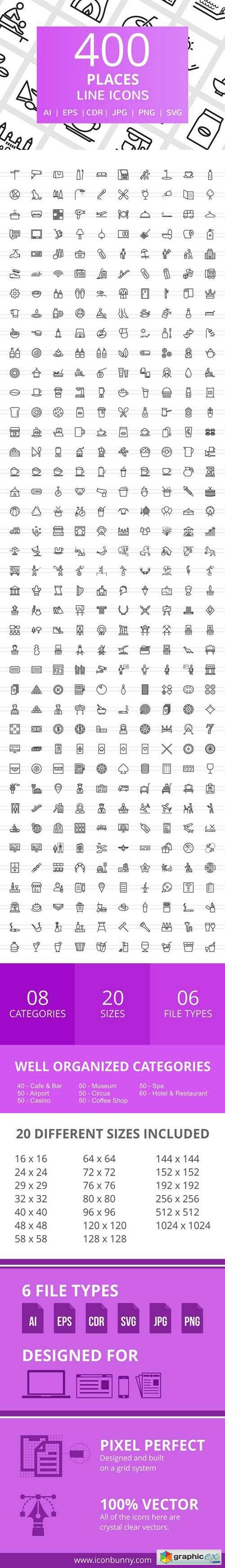 400 Places Line Icons