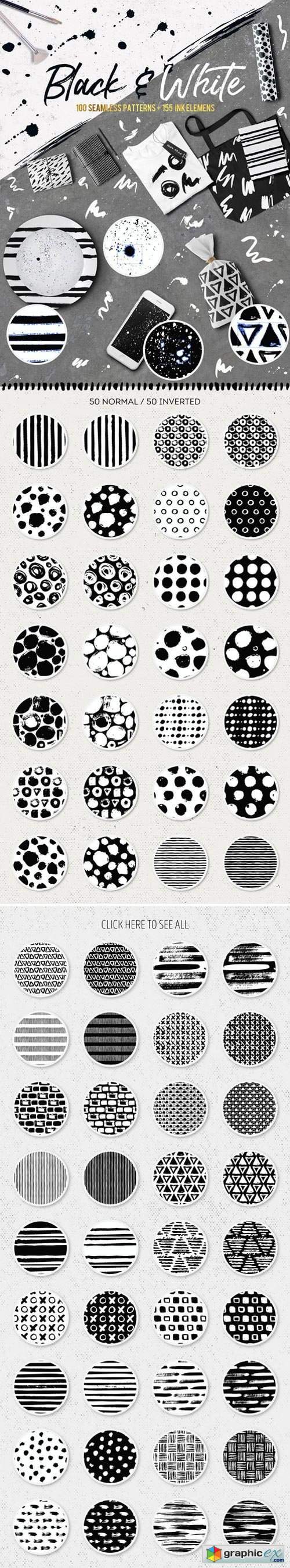 Black&White patterns + ink elements