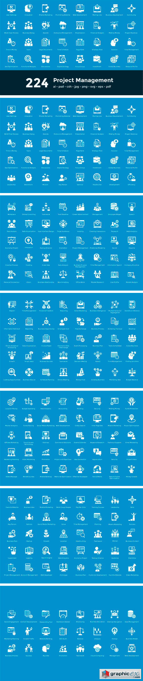 224 Project Managment Vector Icons