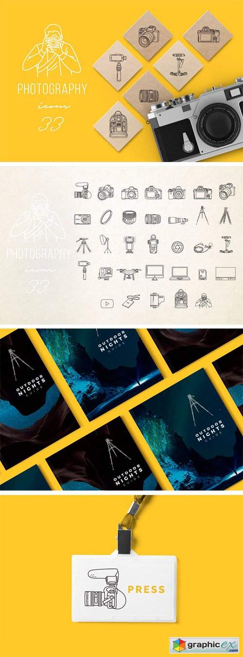 Camera & Photography Line Icons Pack