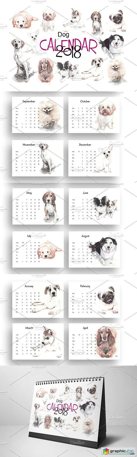 Dogs calendar 2018-19