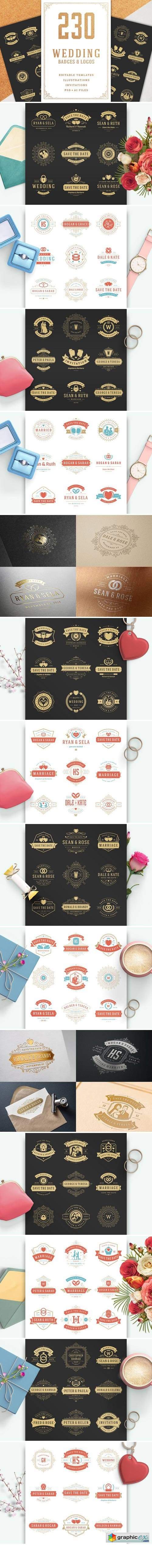 230 Wedding Logos and Badges Bundle