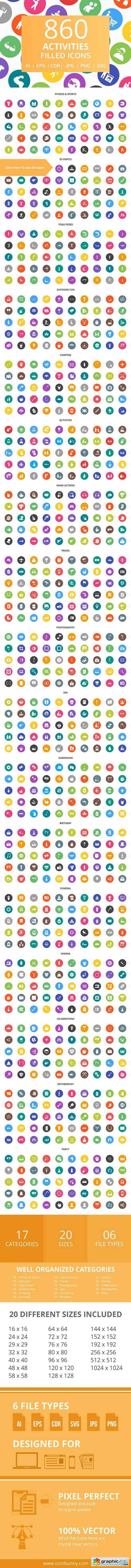 860 Activities Filled Round Icons