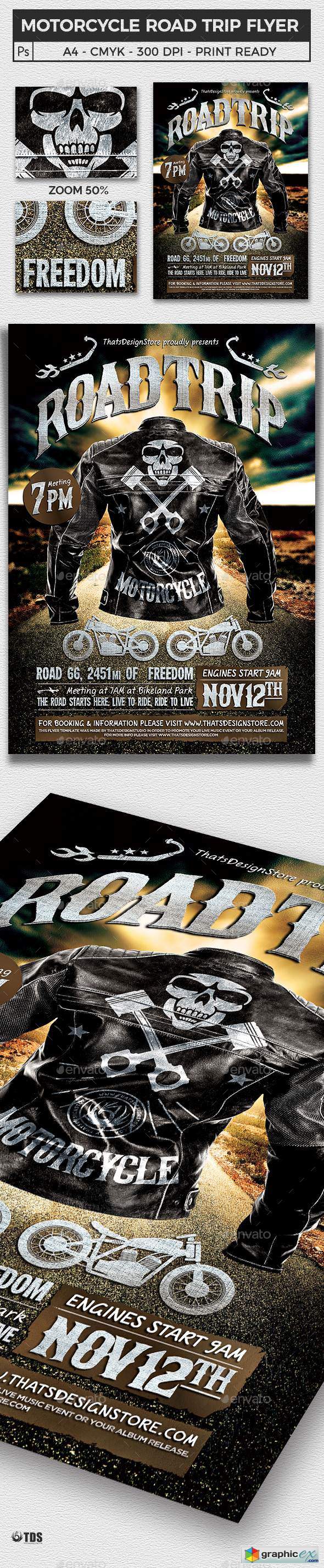 Motorcycle Road Trip Flyer Template V1