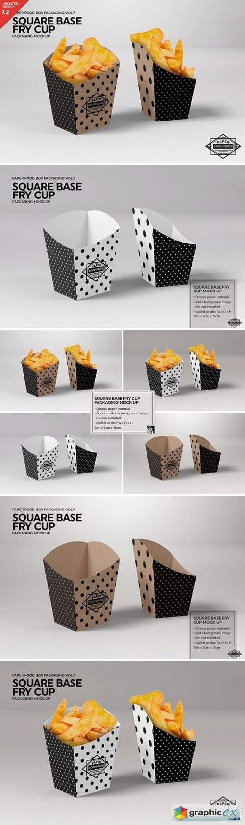 Square Base Fry Cup Packaging Mockup