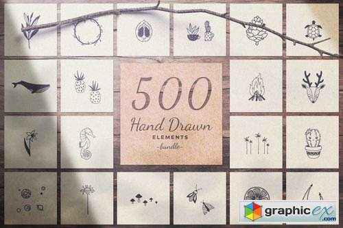 500 Hand Drawn Elements -Bundle-