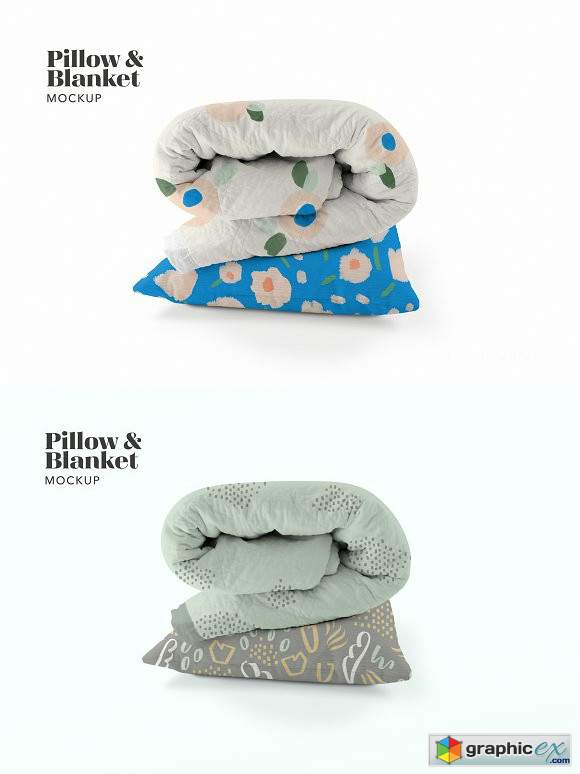 Pillow and Blanket Mockup