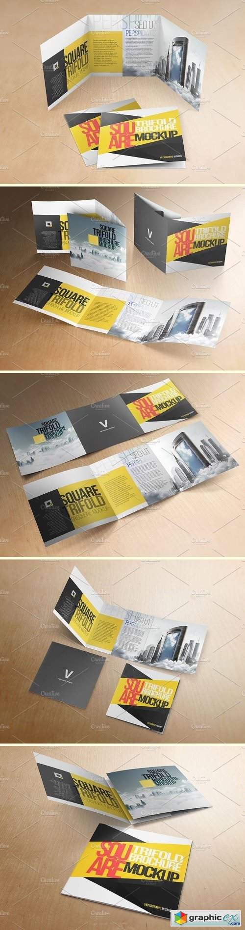 Square Tri-fold Brochure Mock-ups v2